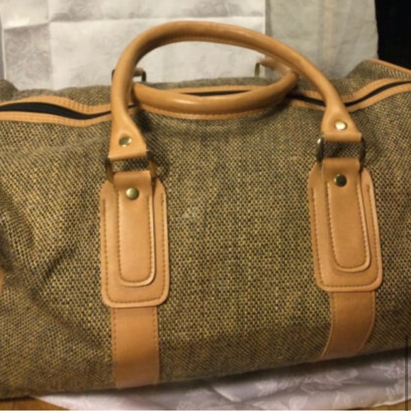 Vintage Tweed Saks FIFTH AVENUE Travel Luggage Shoulder - Picture 8 of 12